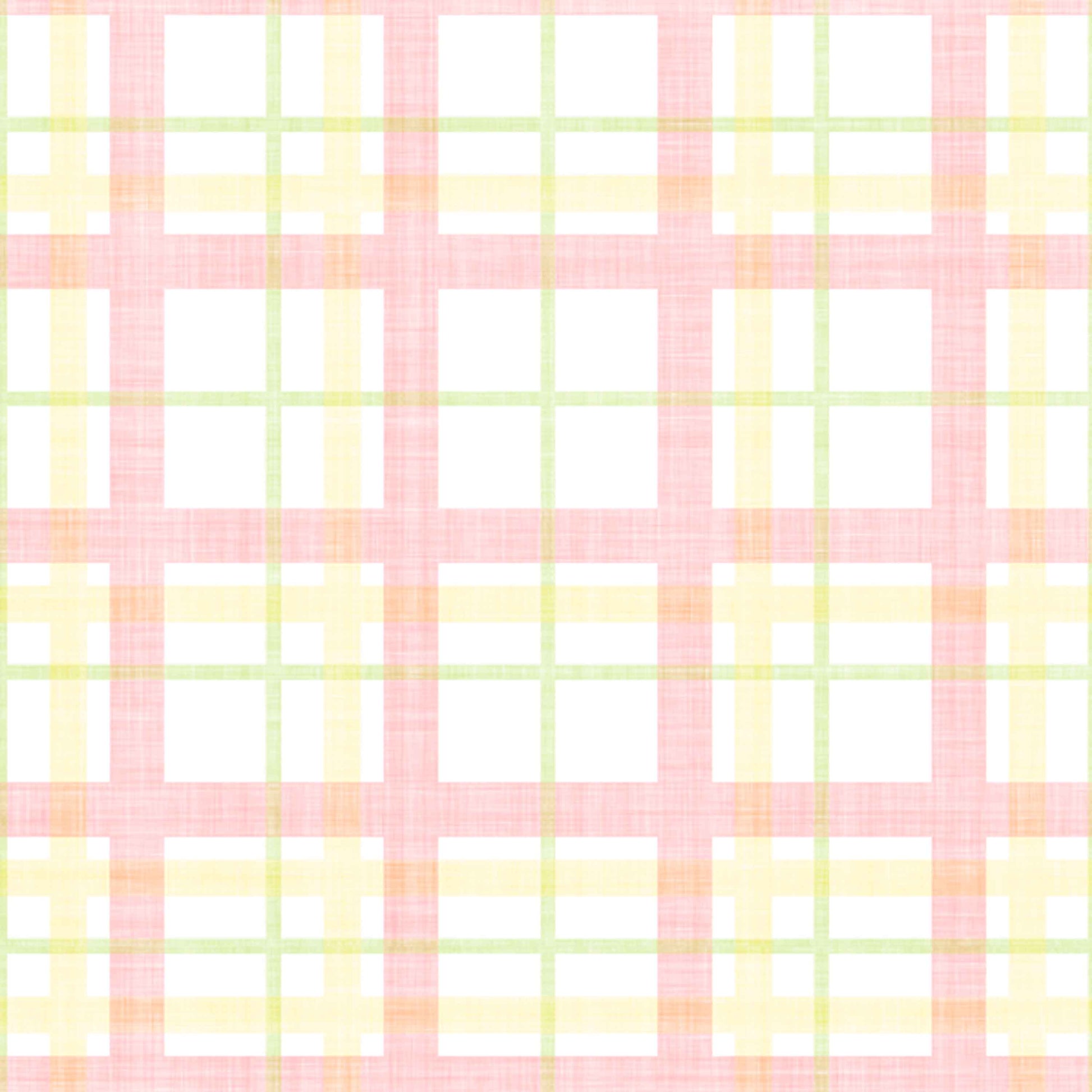 sunshine_Soft plaid pattern featuring layered grid lines in light green, yellow and pink tones, with a subtle woven texture and airy, translucent effect on a pale background.