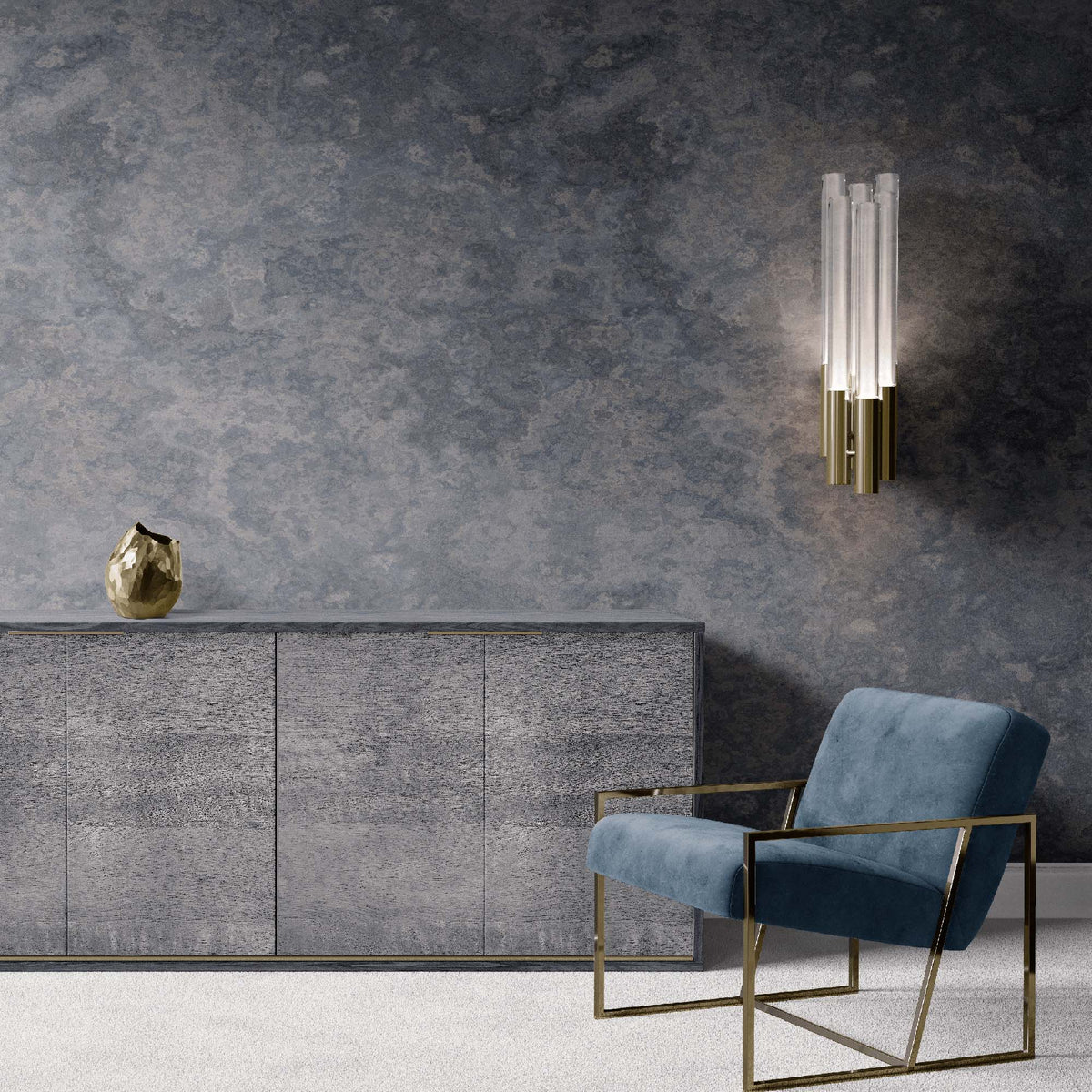 navy_image of a textured navy wallpaper with a mottled design.