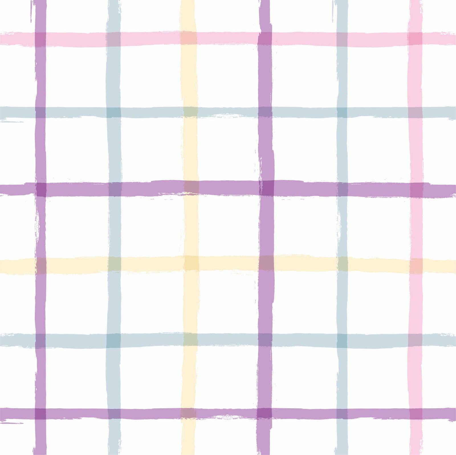 lights_A colorful geometric patterned wallpaper featuring lines in pastel pink, blue, yellow, and purple on a white background.
