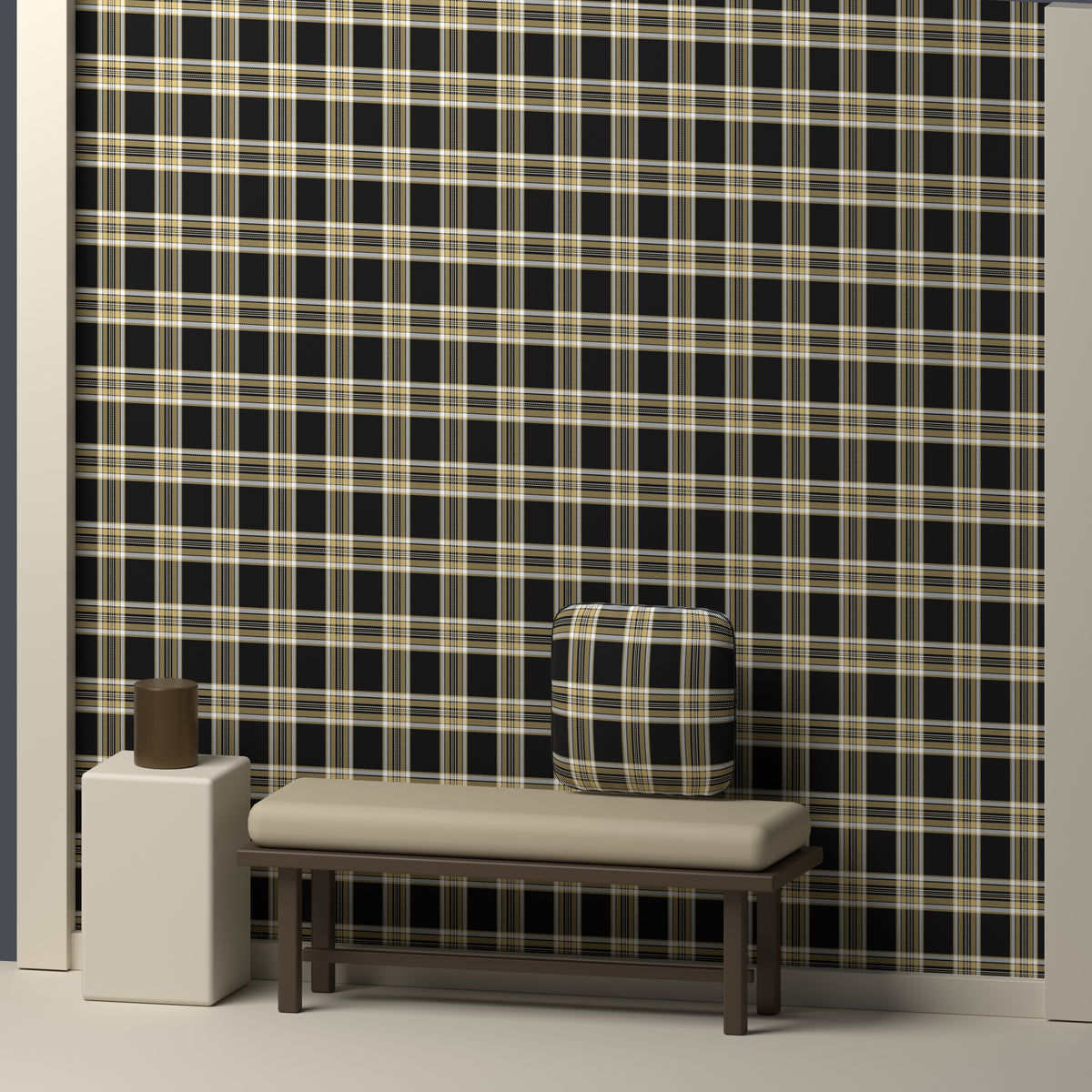 Near Black, Champagne Gold & White — Alderwick — In a room