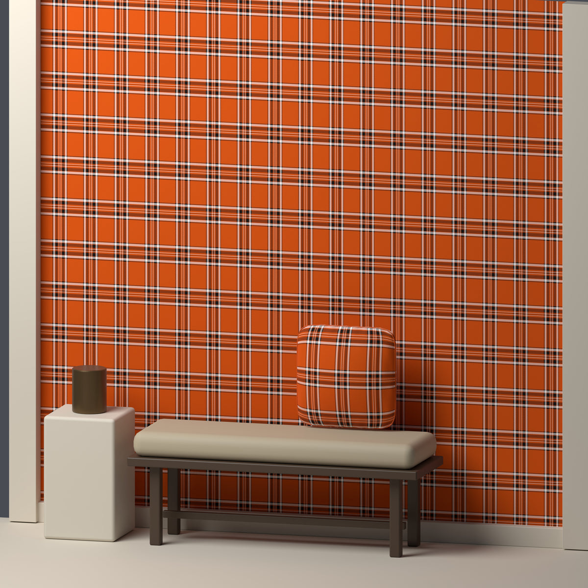 Orange, Near Black & White · Palette 014 — Alderwick — In a room
