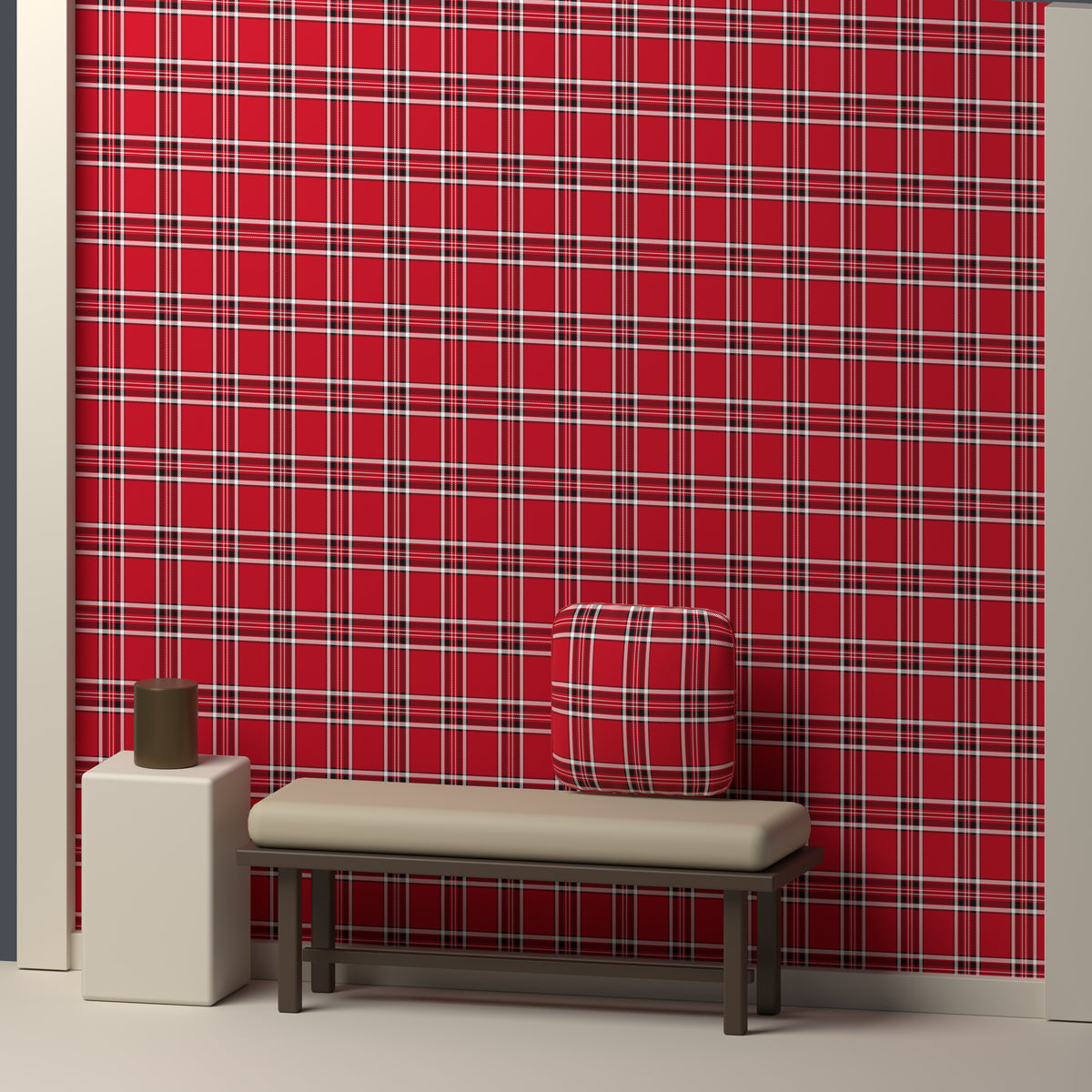 Deep Red, Near Black & White · Palette 015 — Alderwick — In a room