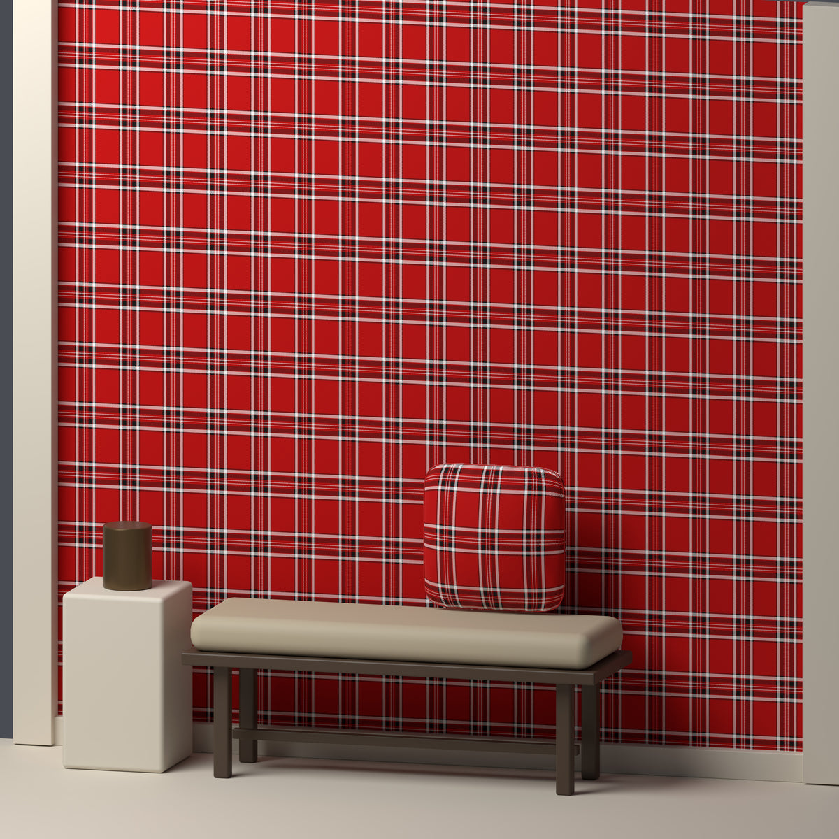 Deep Red, Near Black & White · Palette 017 — Alderwick — In a room