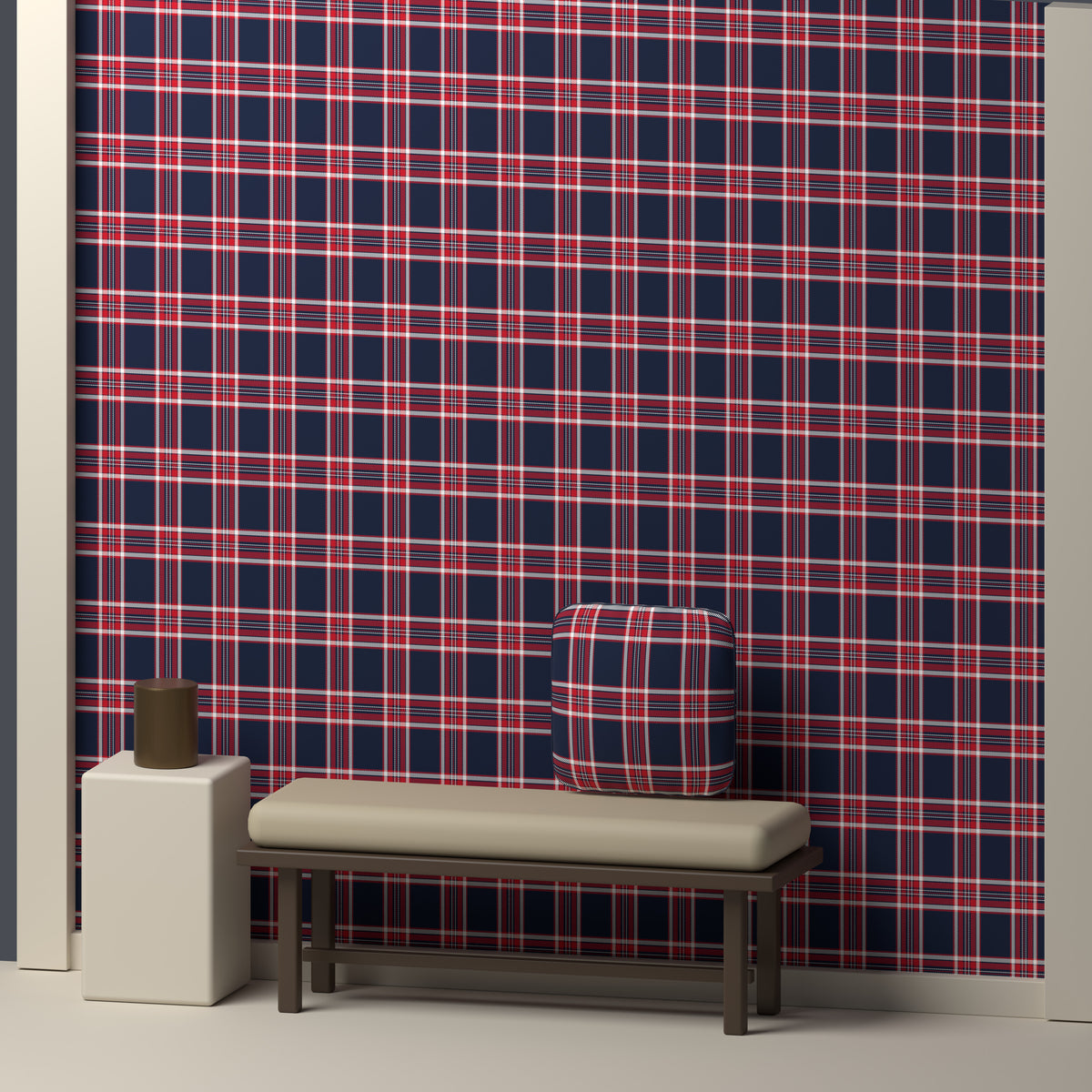 Deep Navy, Red & White — Alderwick — In a room