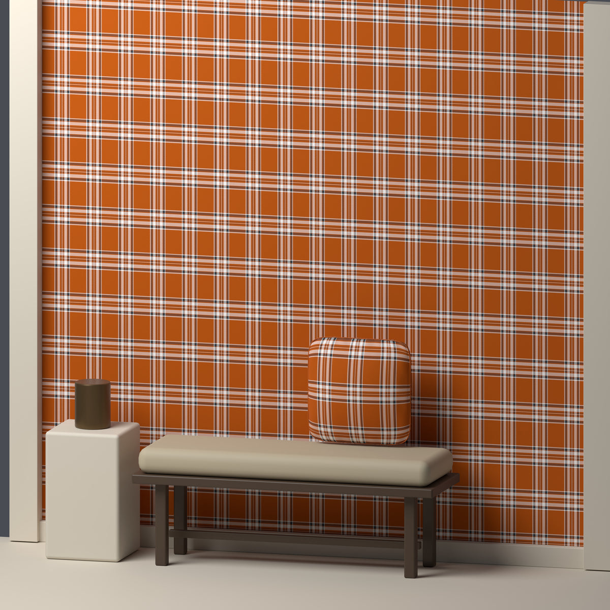 Burnt Orange, White & Charcoal — Alderwick — In a room
