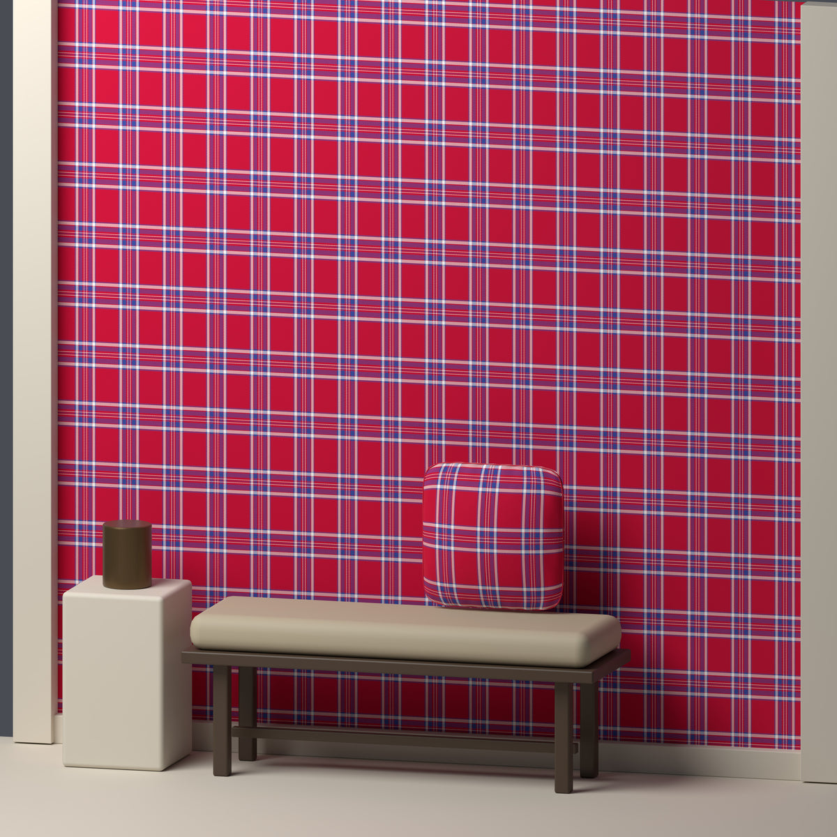 Deep Red, Royal Blue & White — Alderwick — In a room