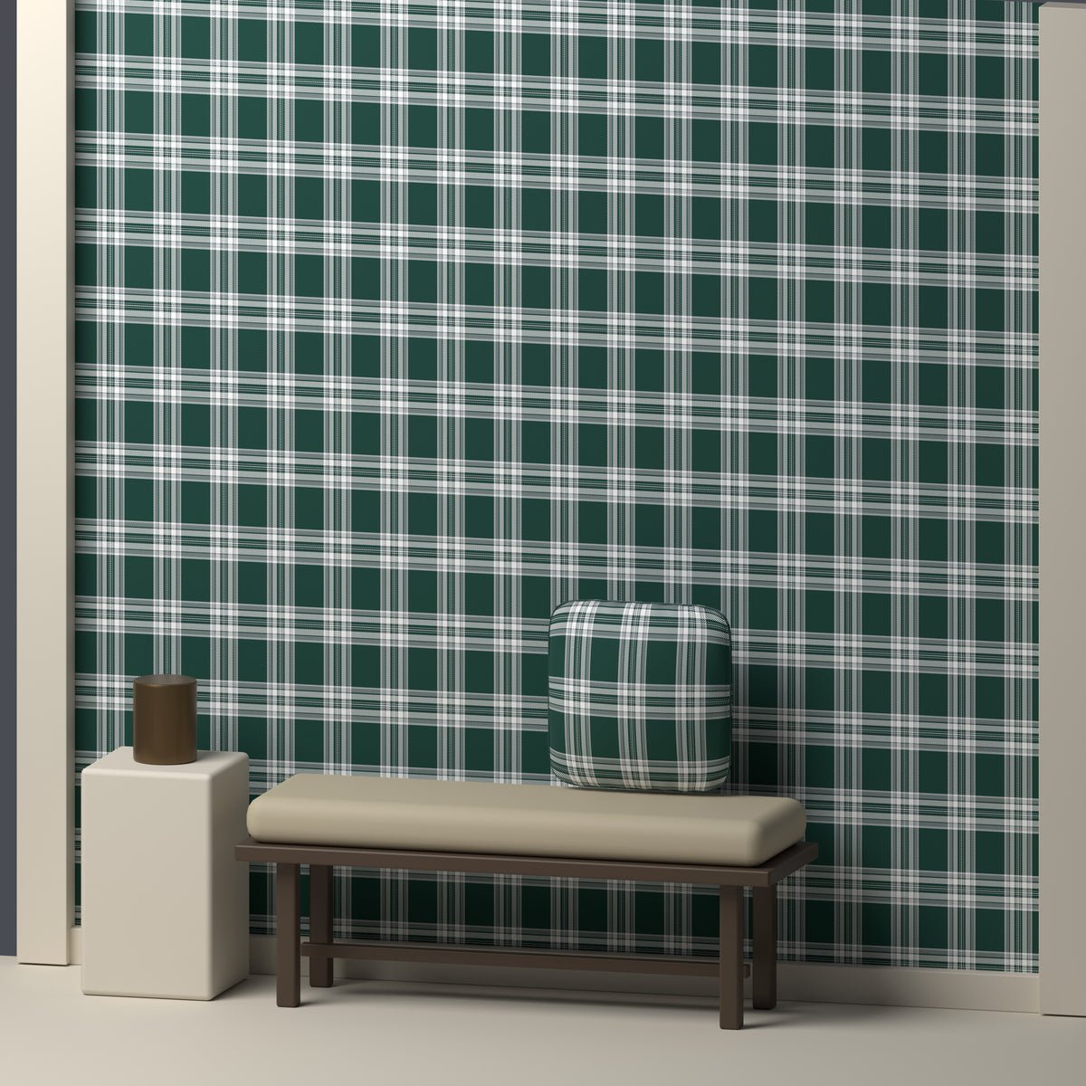 Deep Green, White & Silver Gray — Alderwick — In a room