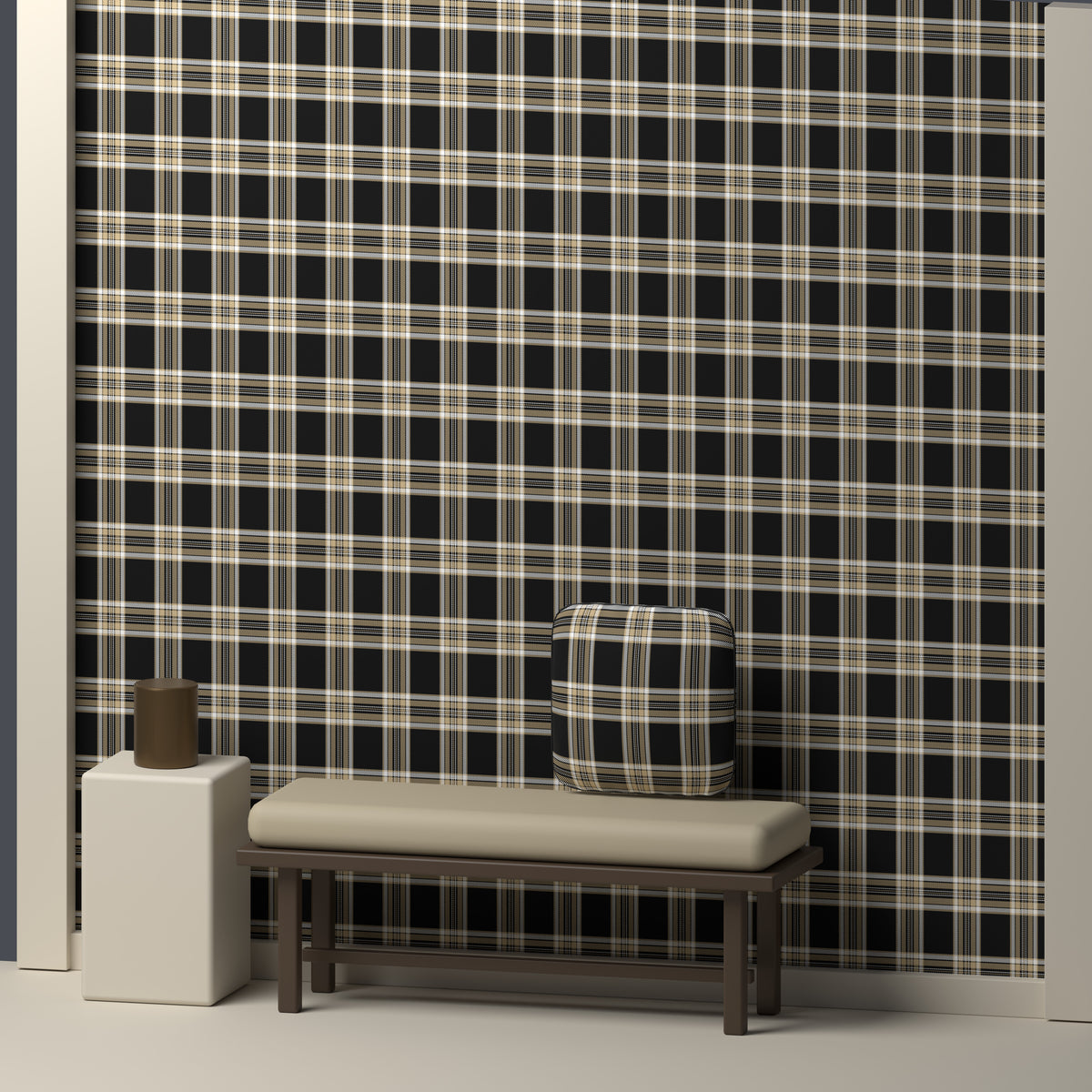 Near Black, Old Gold & White — Alderwick — In a room