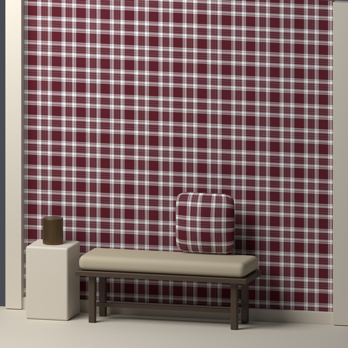Maroon, White & Light Gray — Heritage — In a room