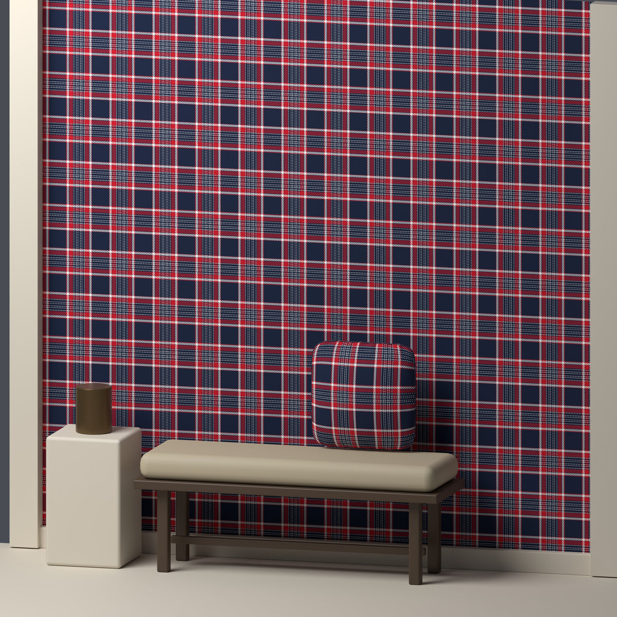 Deep Navy, Red & White — Heritage — In a room