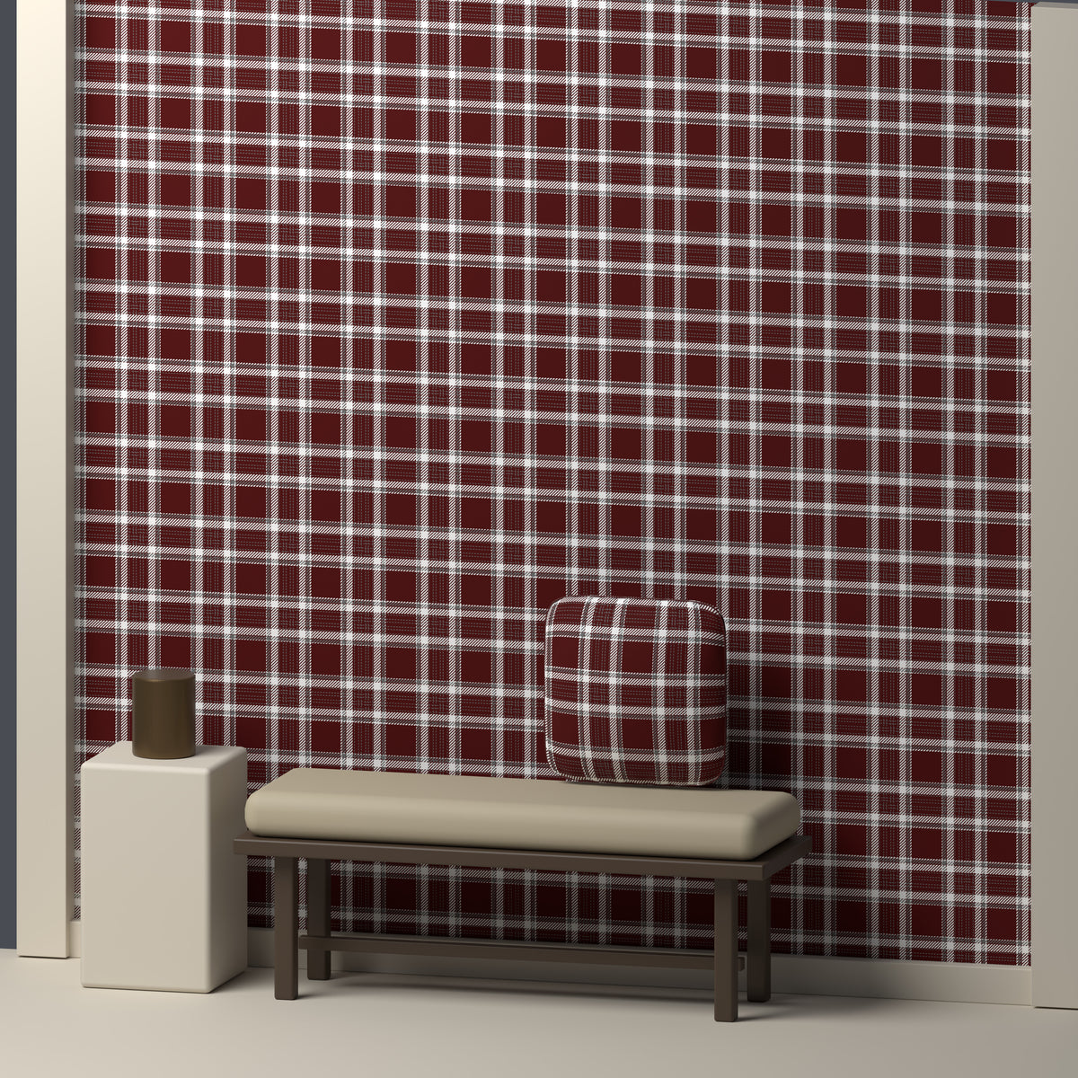 Deep Maroon, White & Gray — Heritage — In a room