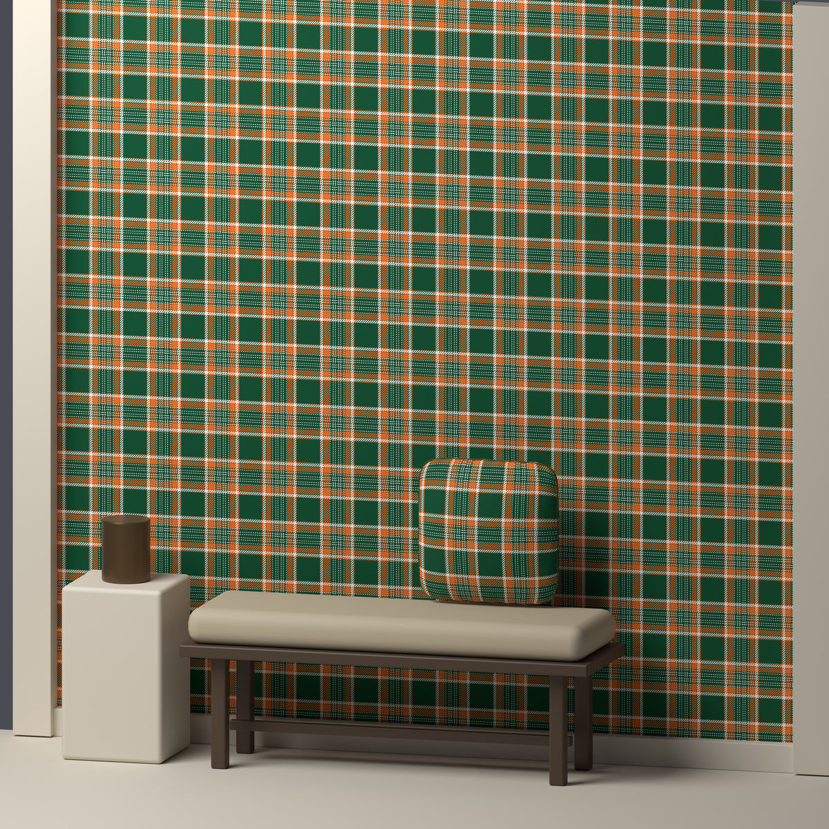 Deep Green, Orange & White — Heritage — In a room