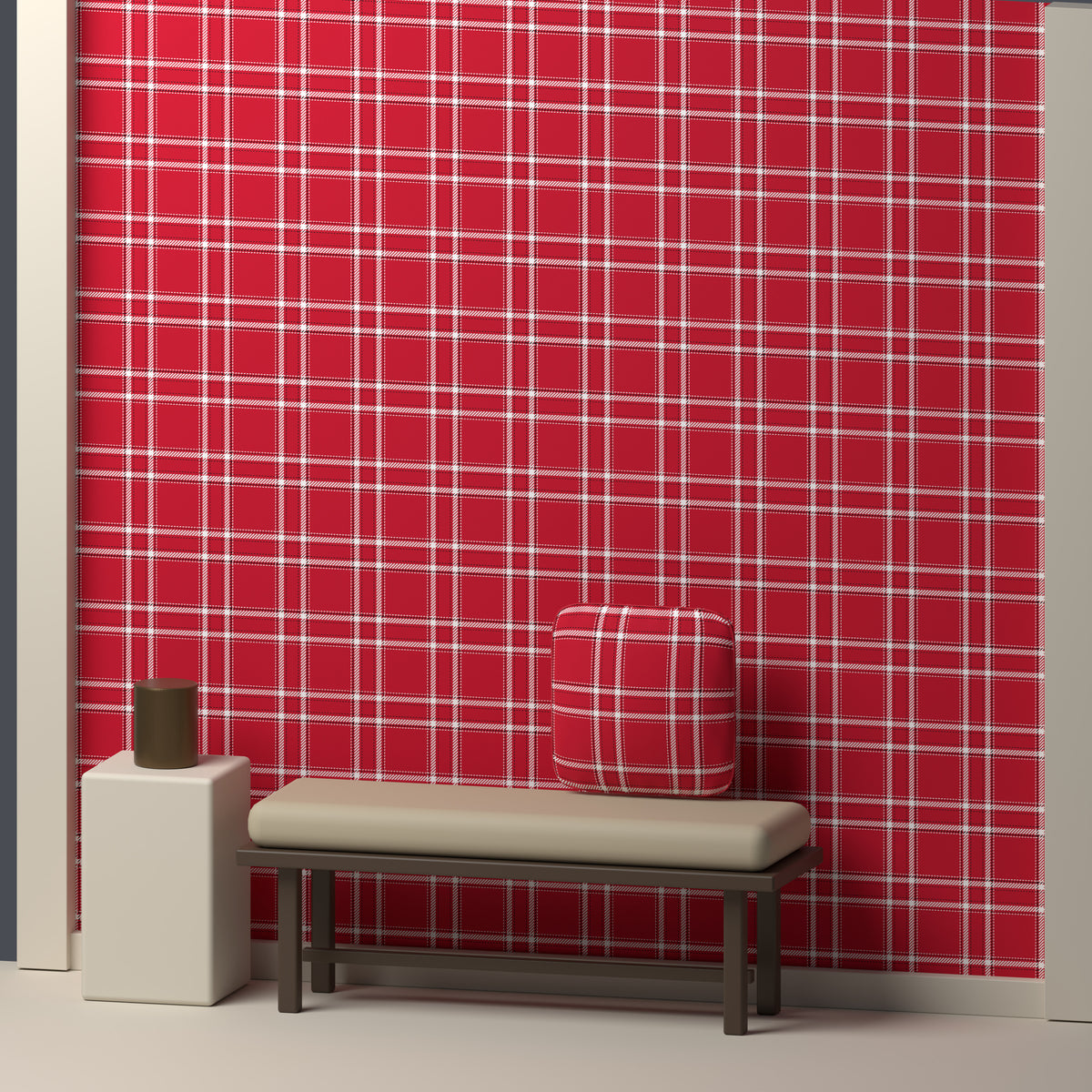 Scarlet, White & Near Black — Tailored — In a room