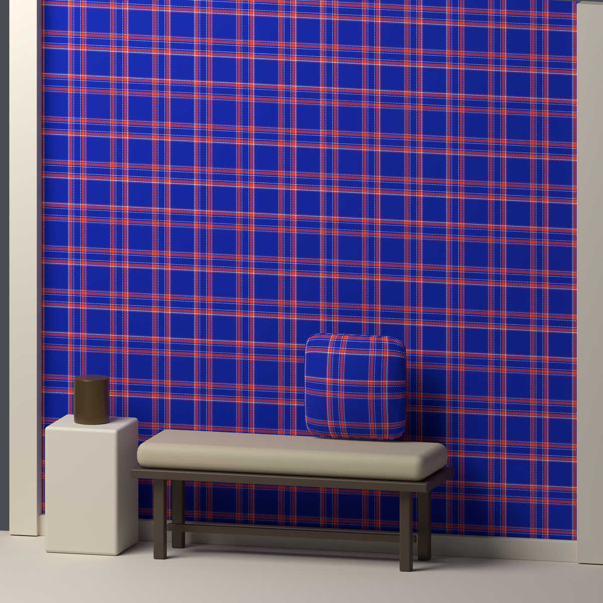 Blue, Orange & White — Tailored — In a room