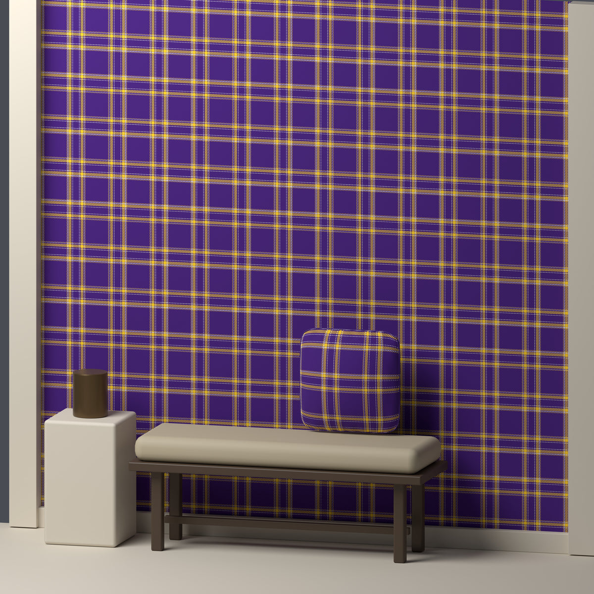 Purple, Golden Yellow & White — Tailored — In a room