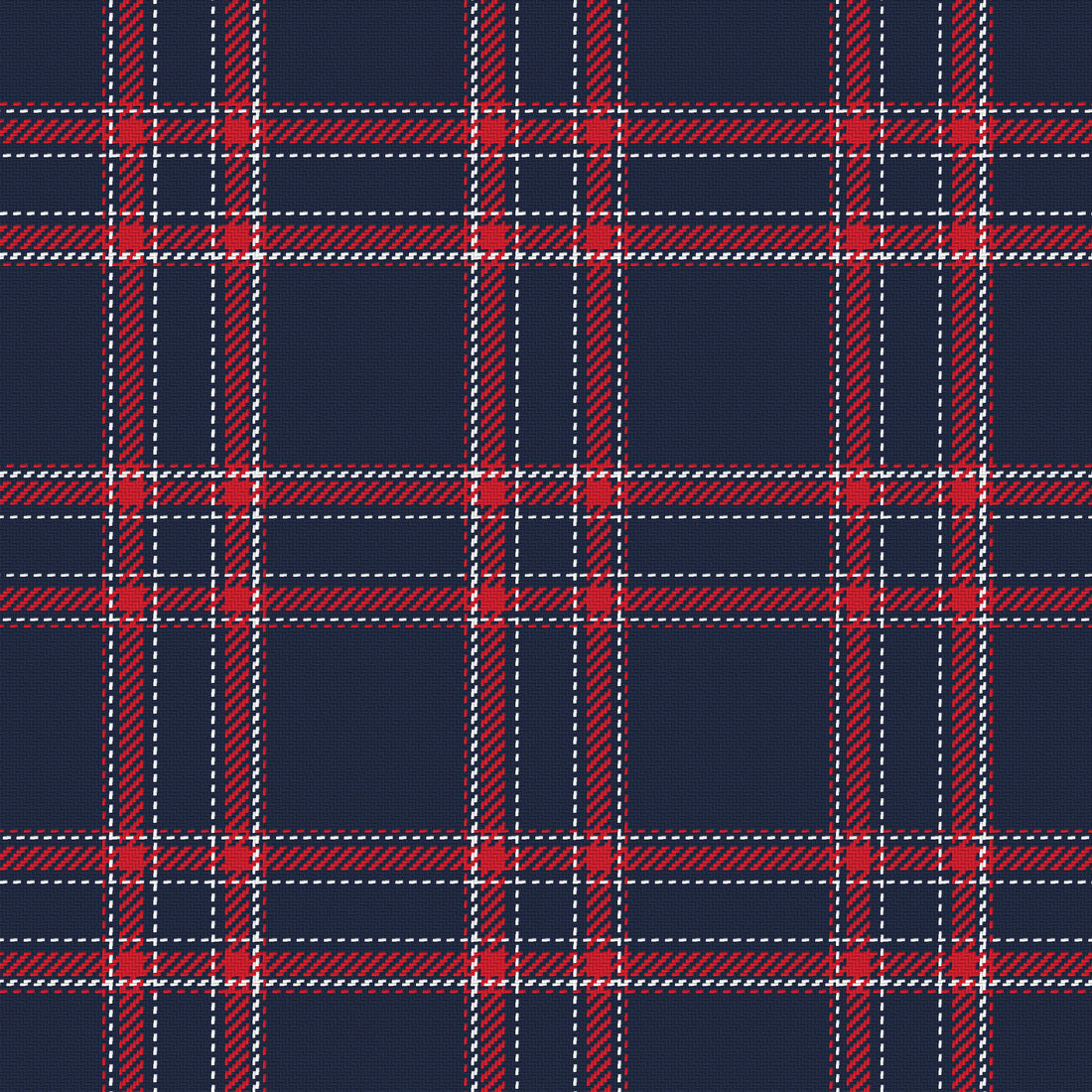 Deep Navy, Red & White — Tailored — Full pattern