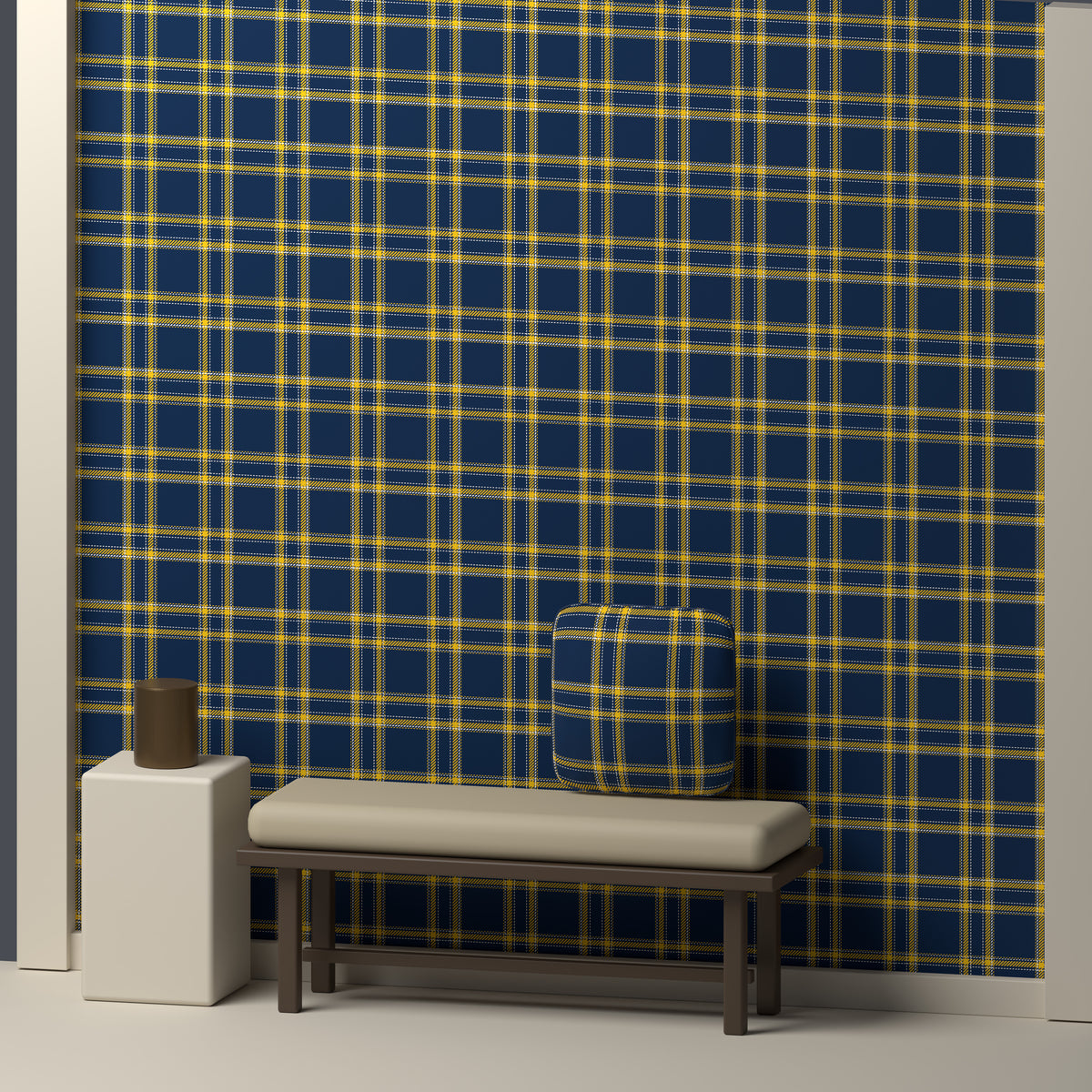 Navy, Maize & White — Tailored — In a room