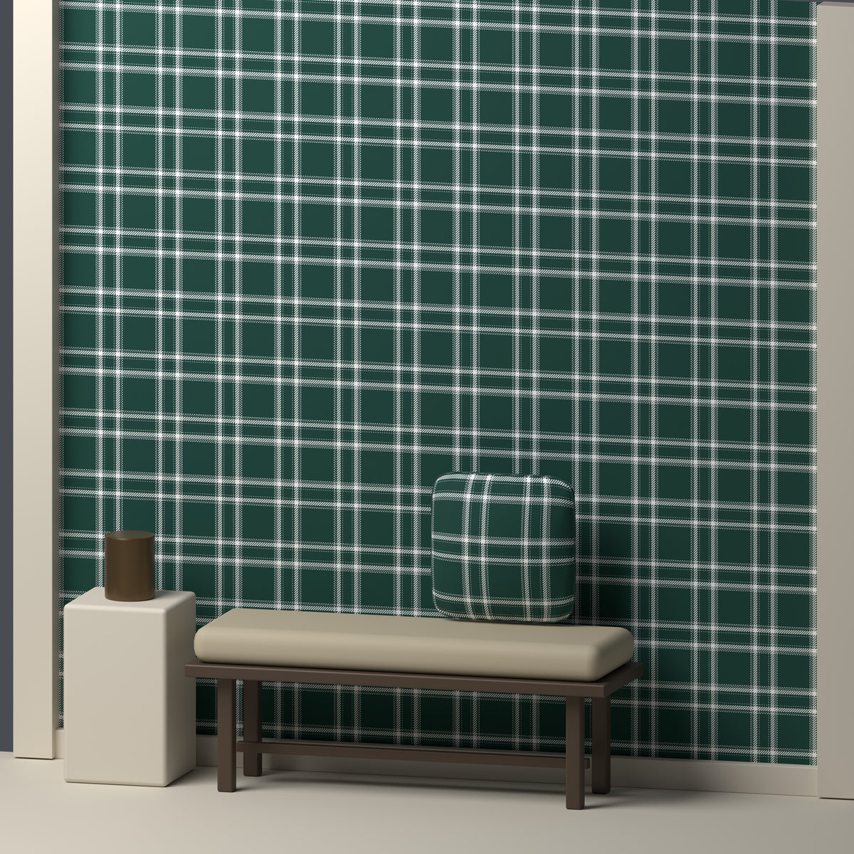 Deep Green, White & Silver Gray — Tailored — In a room