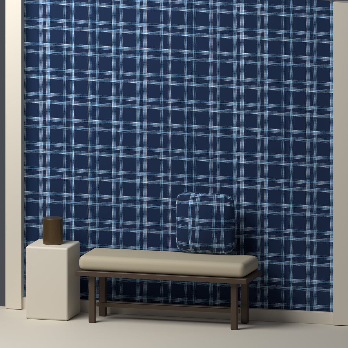 Navy, Powder Blue & White — Tailored — In a room