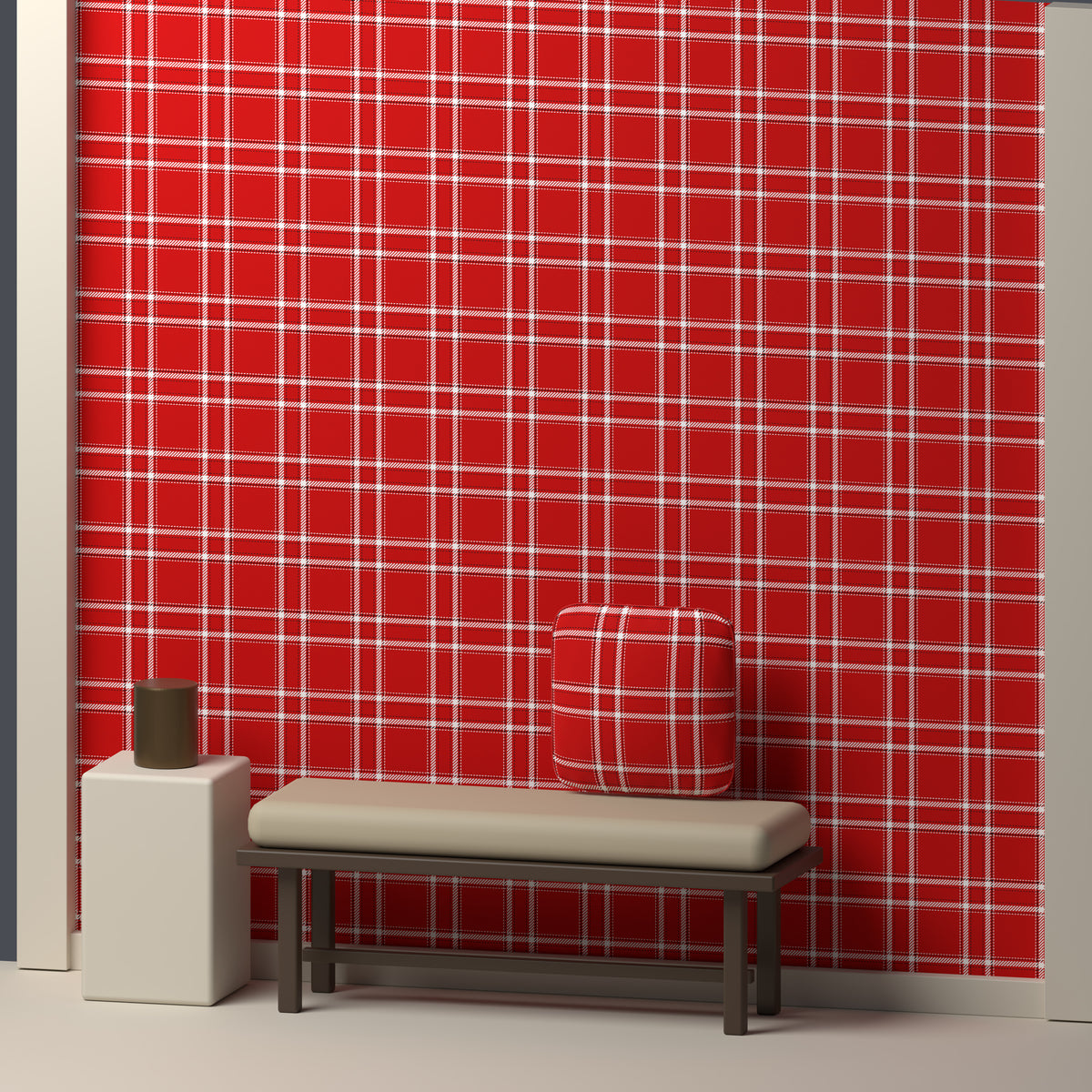 Red, White & Near Black — Tailored — In a room