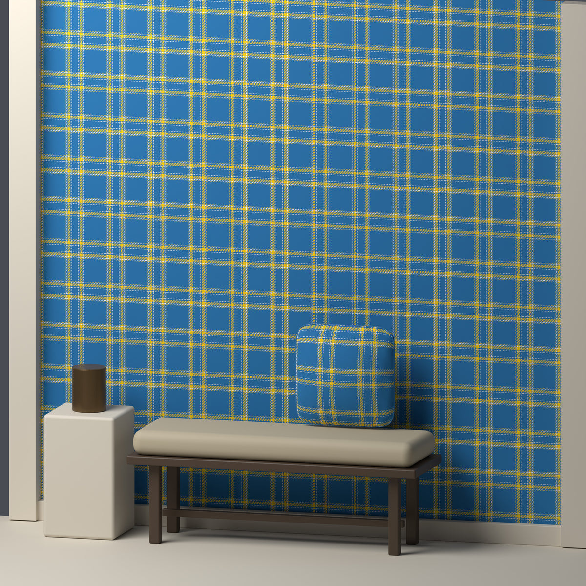 Blue, Golden Yellow & White — Tailored — In a room