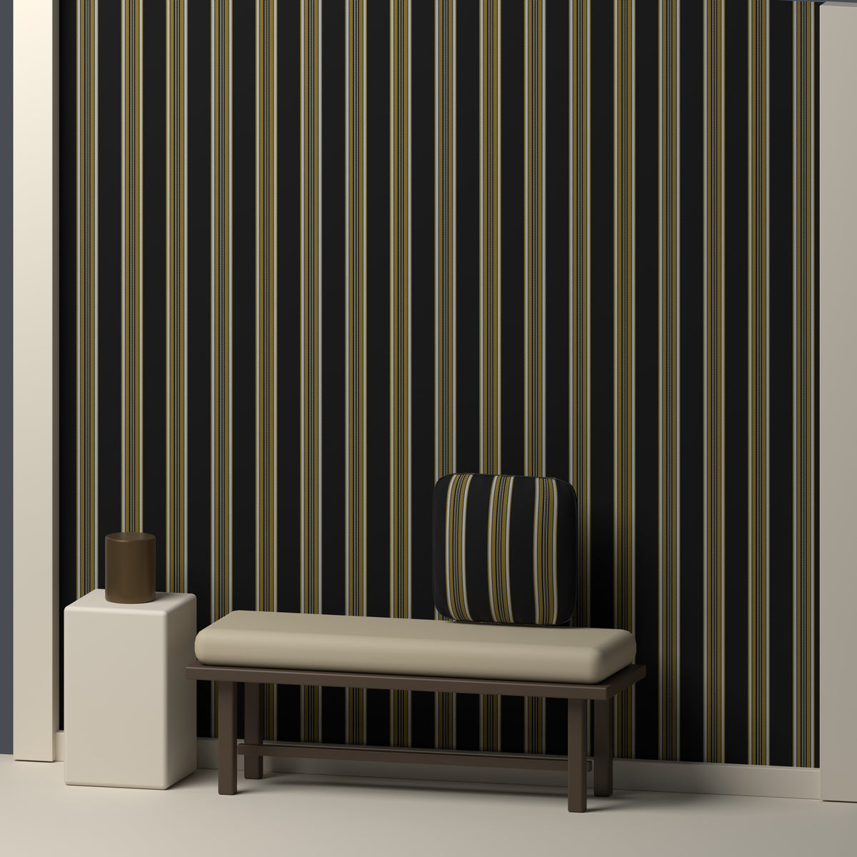Near Black, Antique Gold & White · Palette 016 — Ashbourne — In a room