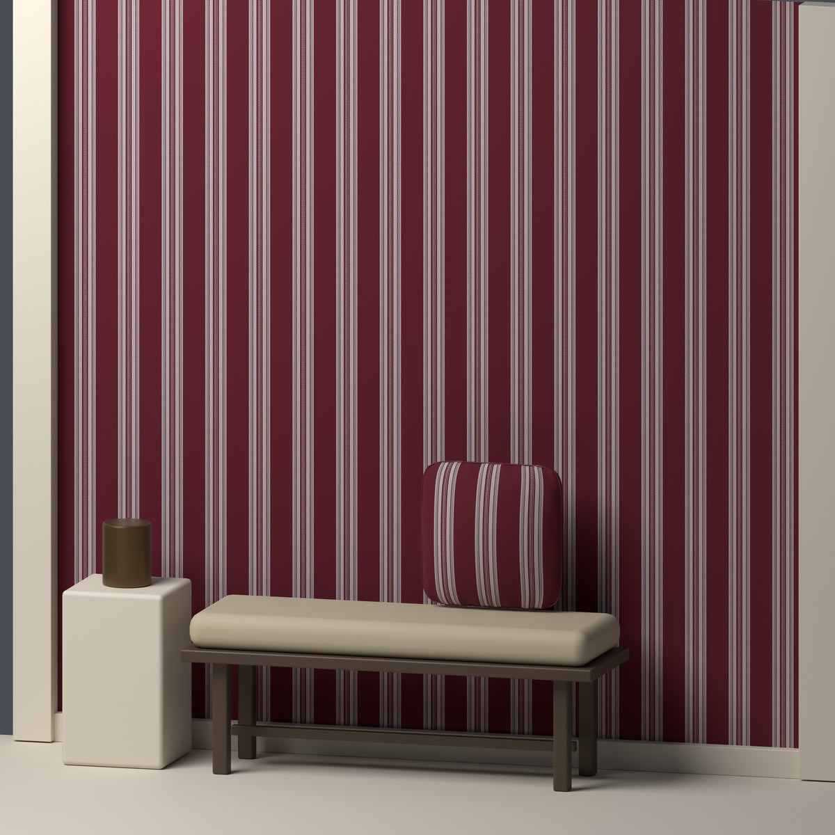 Maroon, White & Light Gray — Ashbourne — In a room