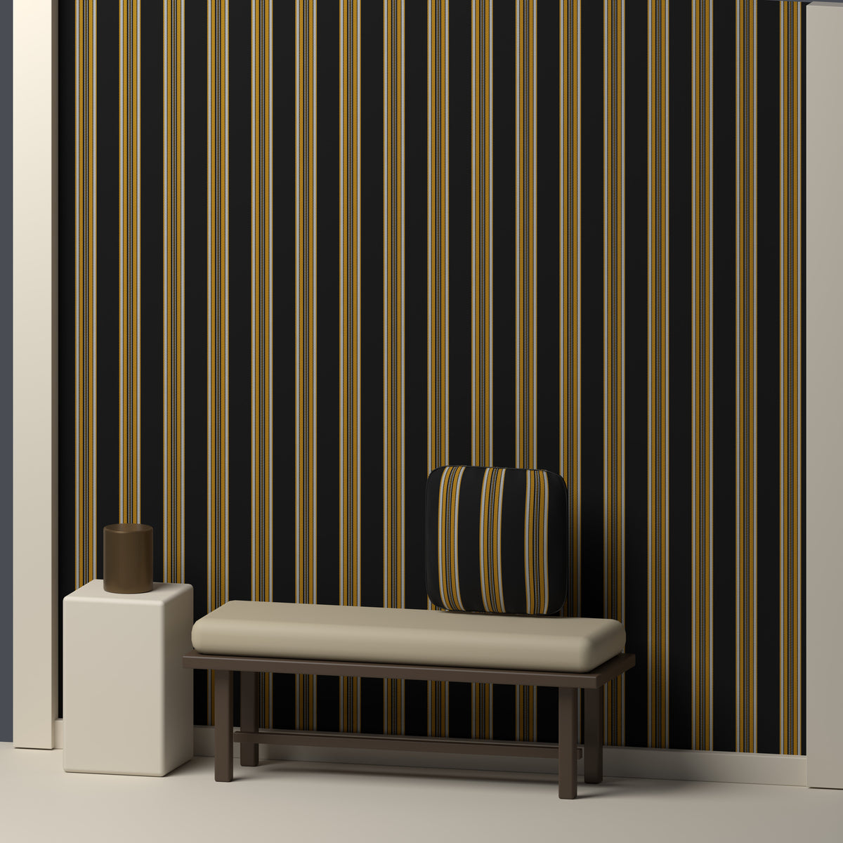 Near Black, Golden Yellow & White — Ashbourne — In a room