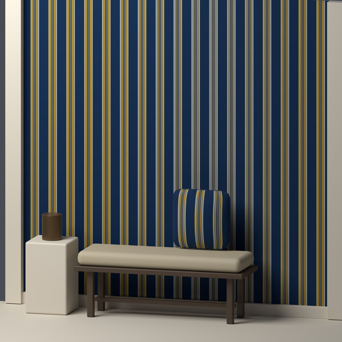 Navy, Maize & White — Ashbourne — In a room