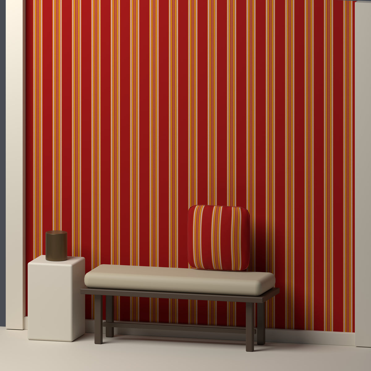 Deep Red, Golden Yellow & White — Ashbourne — In a room