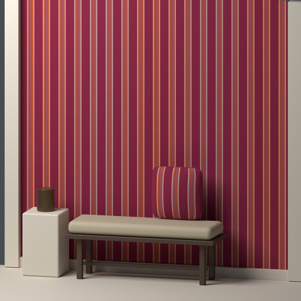 Maroon, Burnt Orange & White — Ashbourne — In a room