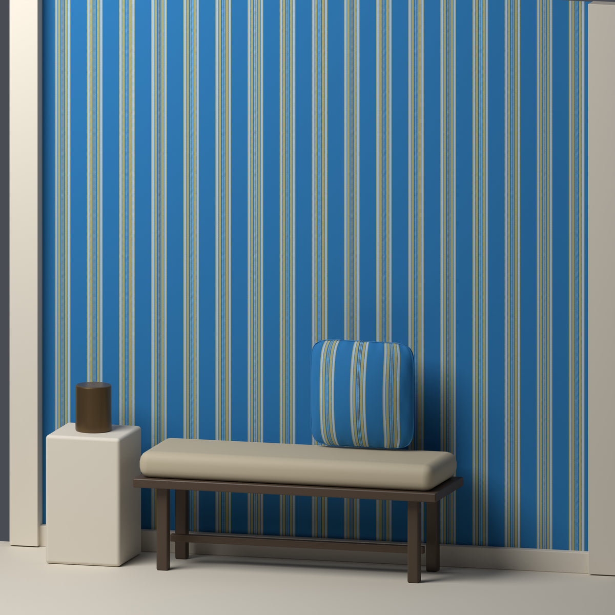 Blue, Golden Yellow & White — Ashbourne — In a room