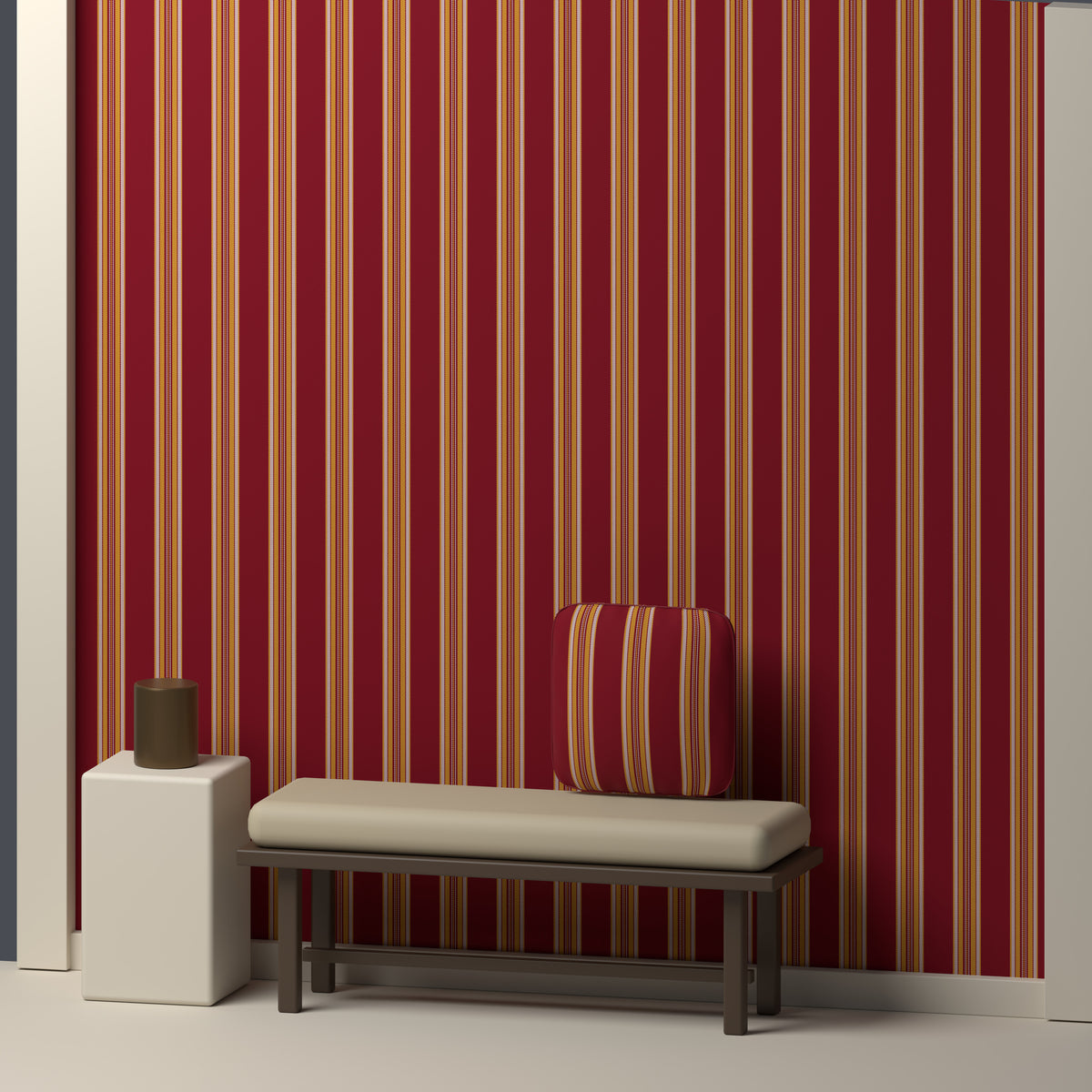 Maroon, Gold & White · Palette 057 — Ashbourne — In a room