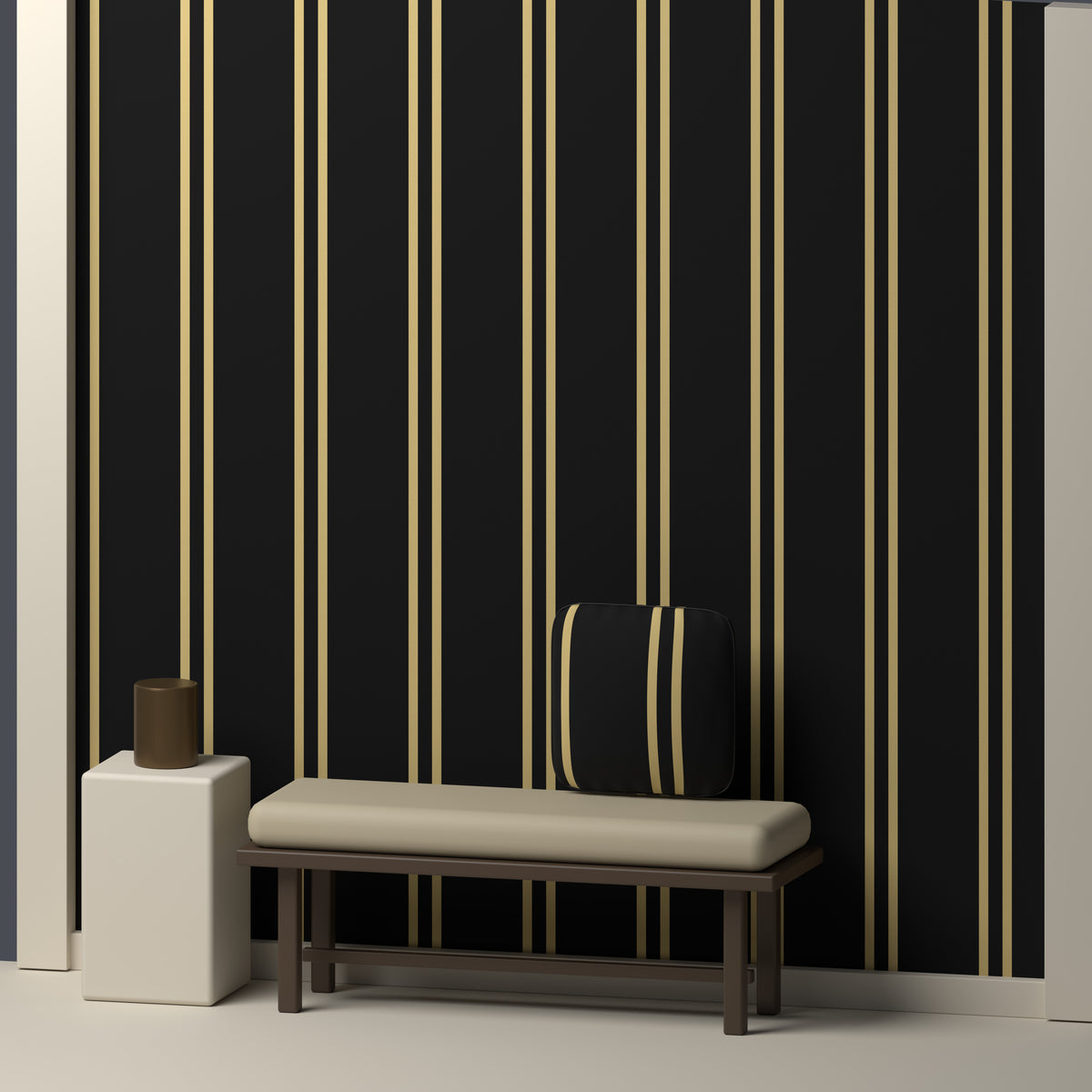 Near Black, Champagne Gold & White — Double Track — In a room