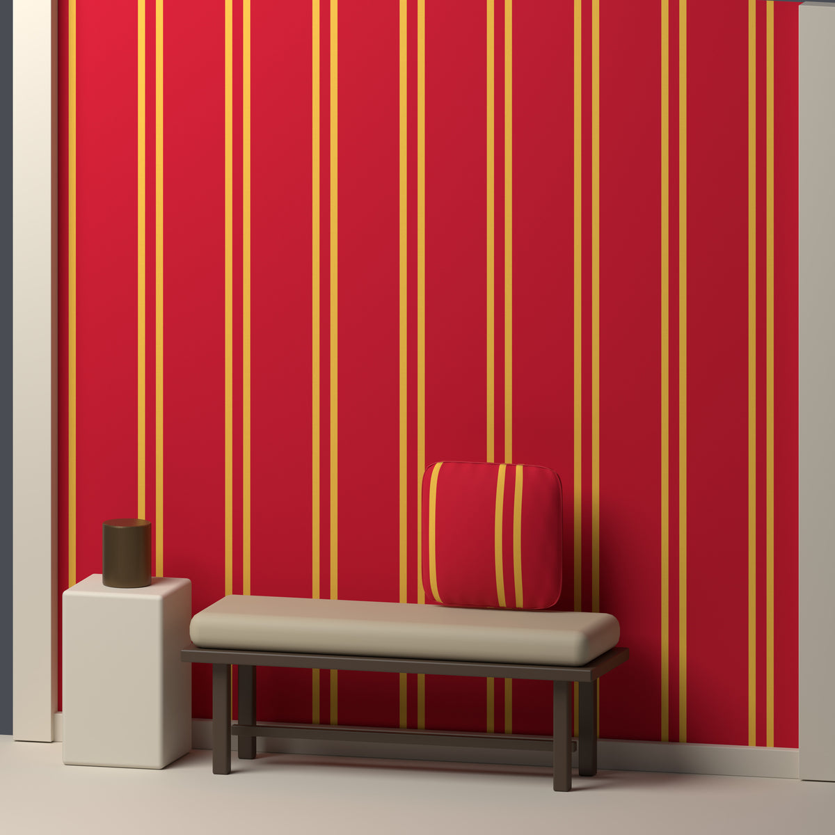Cardinal, Warm Gold & White — Double Track — In a room