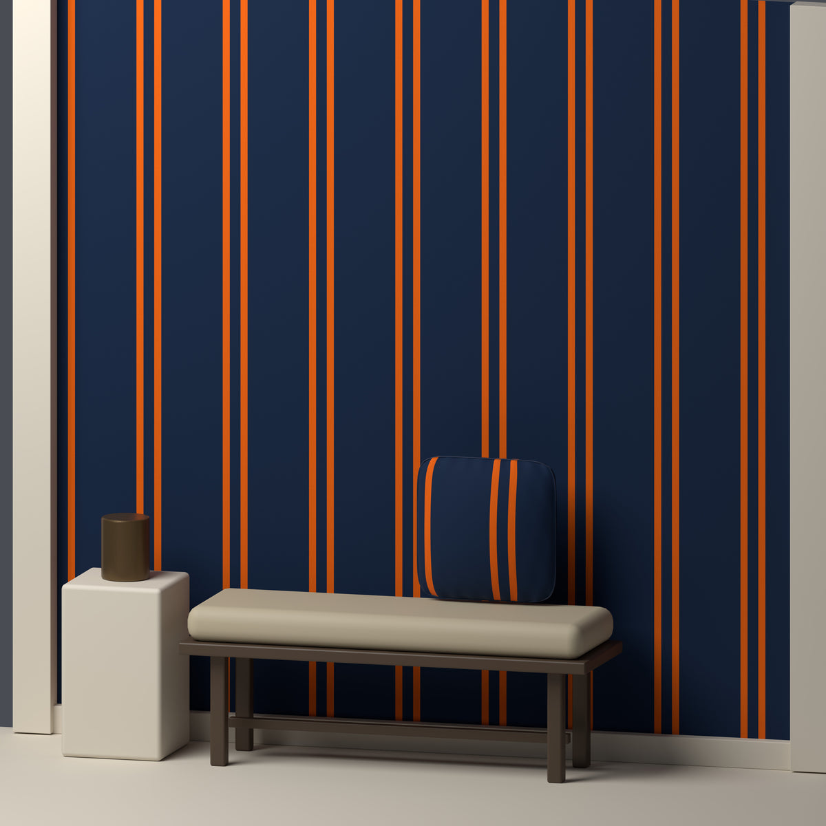 Navy, Orange & White — Double Track — In a room