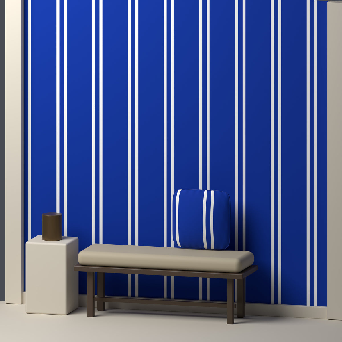 Royal Blue, White & Light Gray — Double Track — In a room
