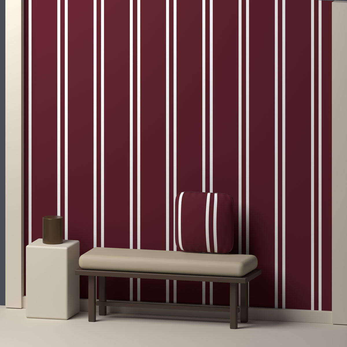 Maroon, White & Light Gray — Double Track — In a room