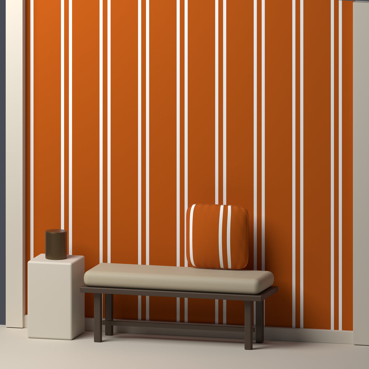 Burnt Orange, White & Charcoal — Double Track — In a room