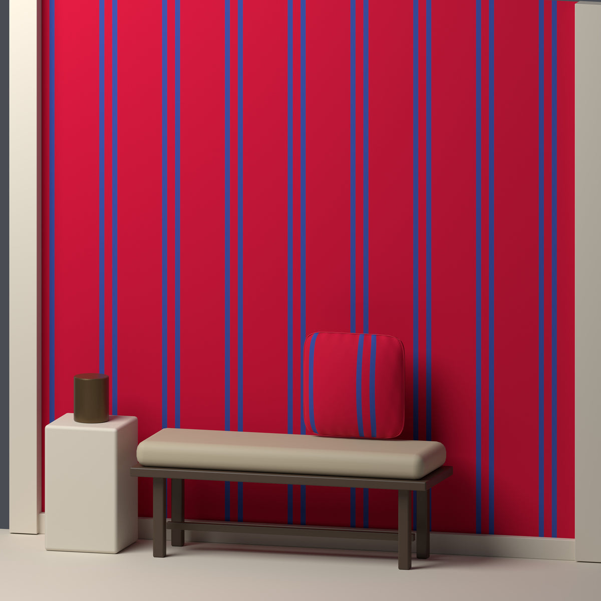 Deep Red, Royal Blue & White — Double Track — In a room