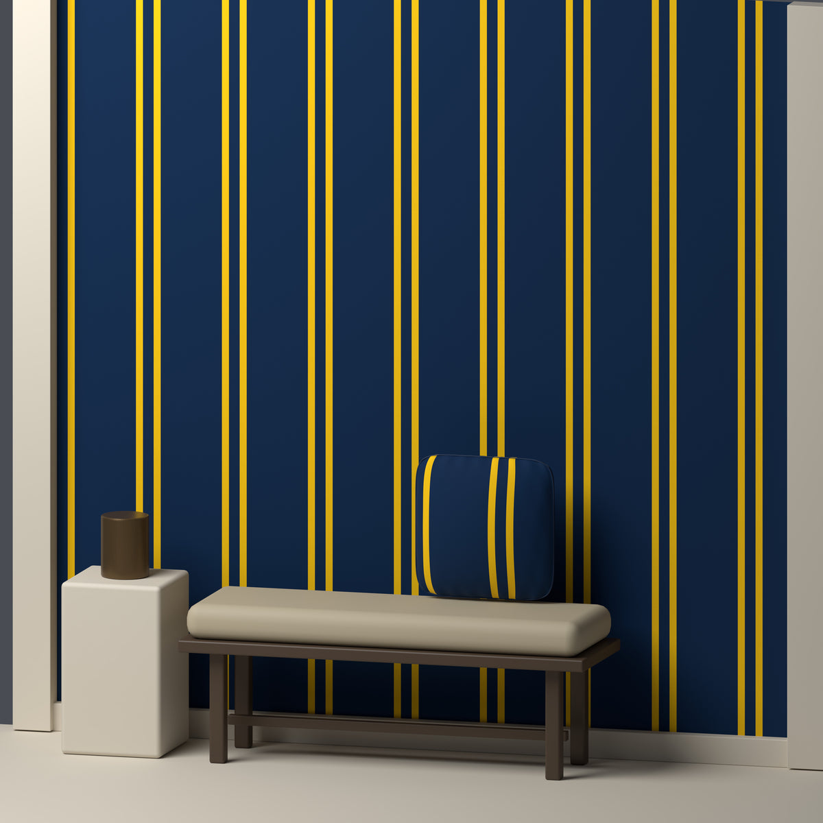 Navy, Maize & White — Double Track — In a room