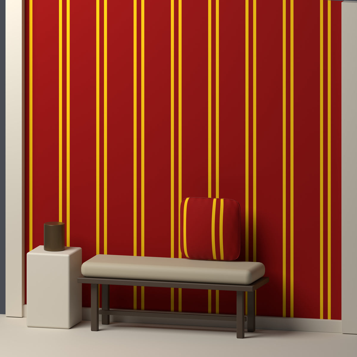 Deep Red, Golden Yellow & White — Double Track — In a room