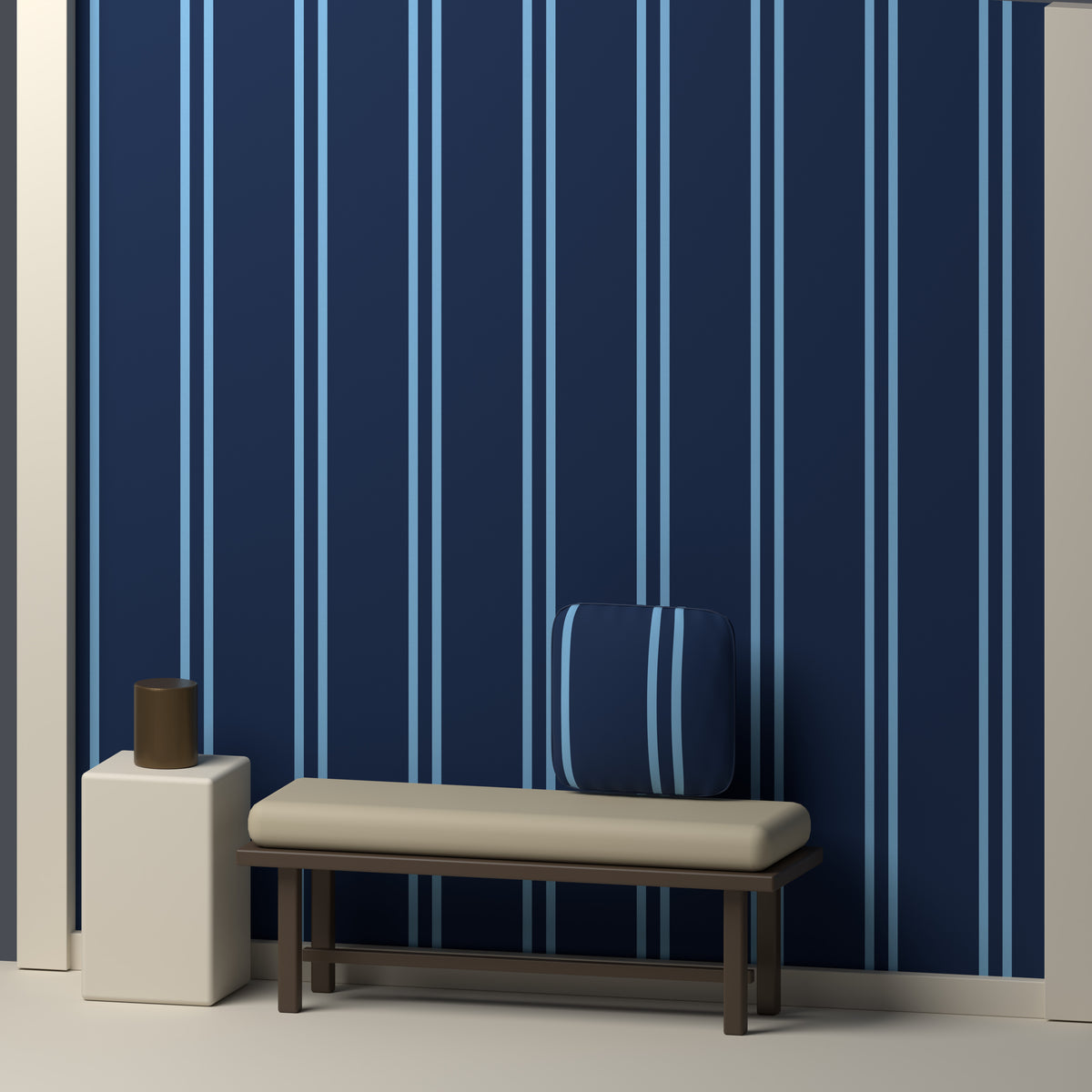 Navy, Powder Blue & White — Double Track — In a room