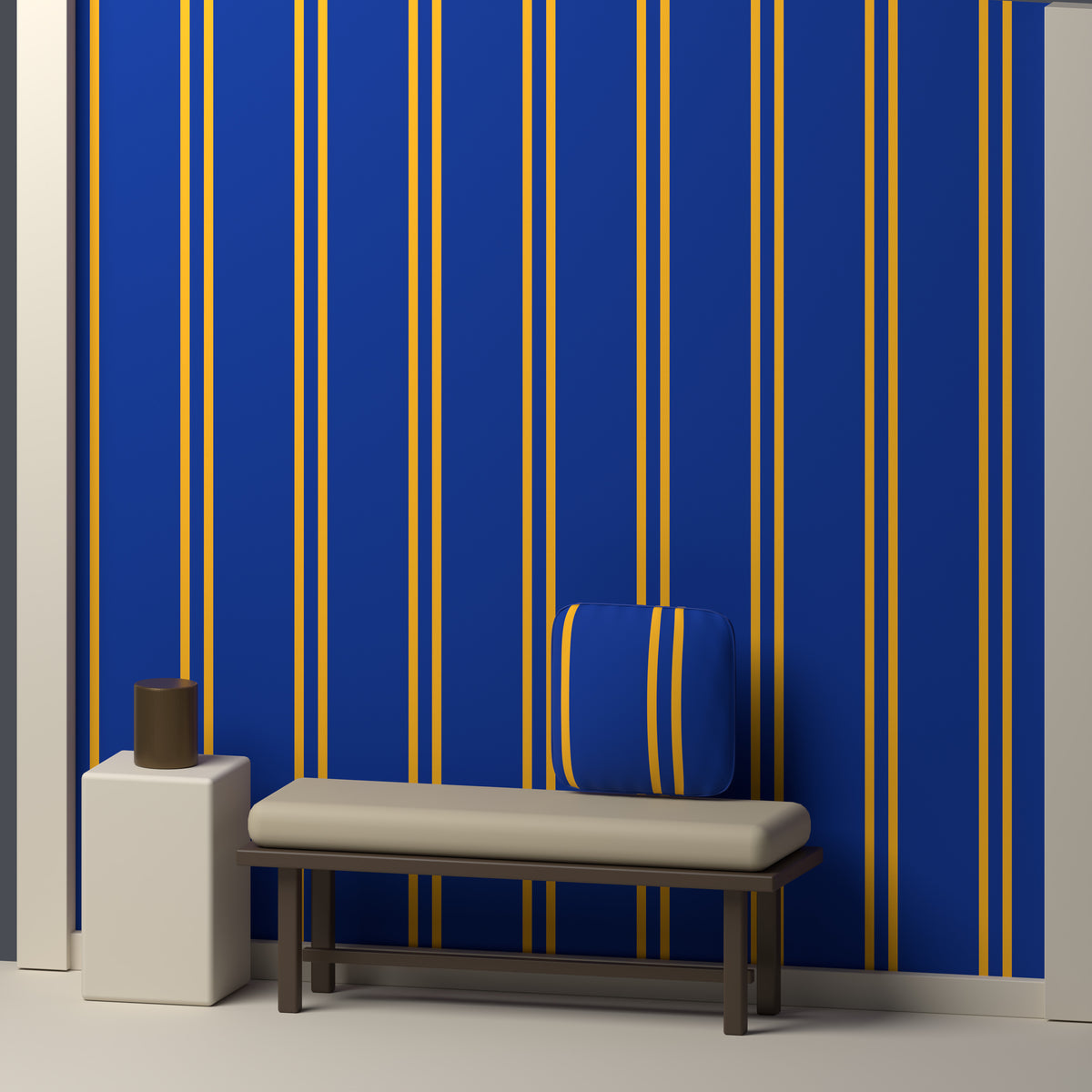Royal Blue, Golden Yellow & White — Double Track — In a room