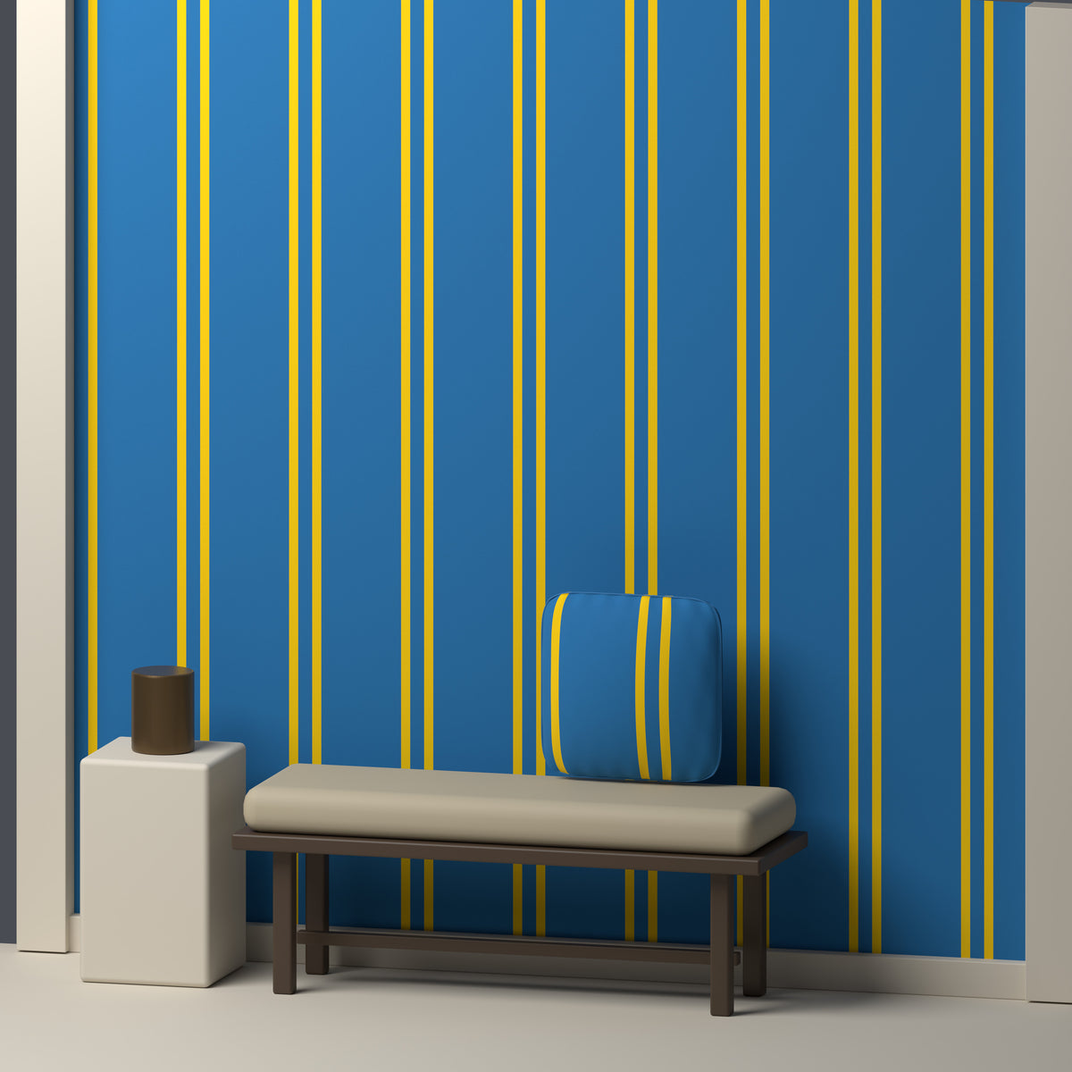 Blue, Golden Yellow & White — Double Track — In a room