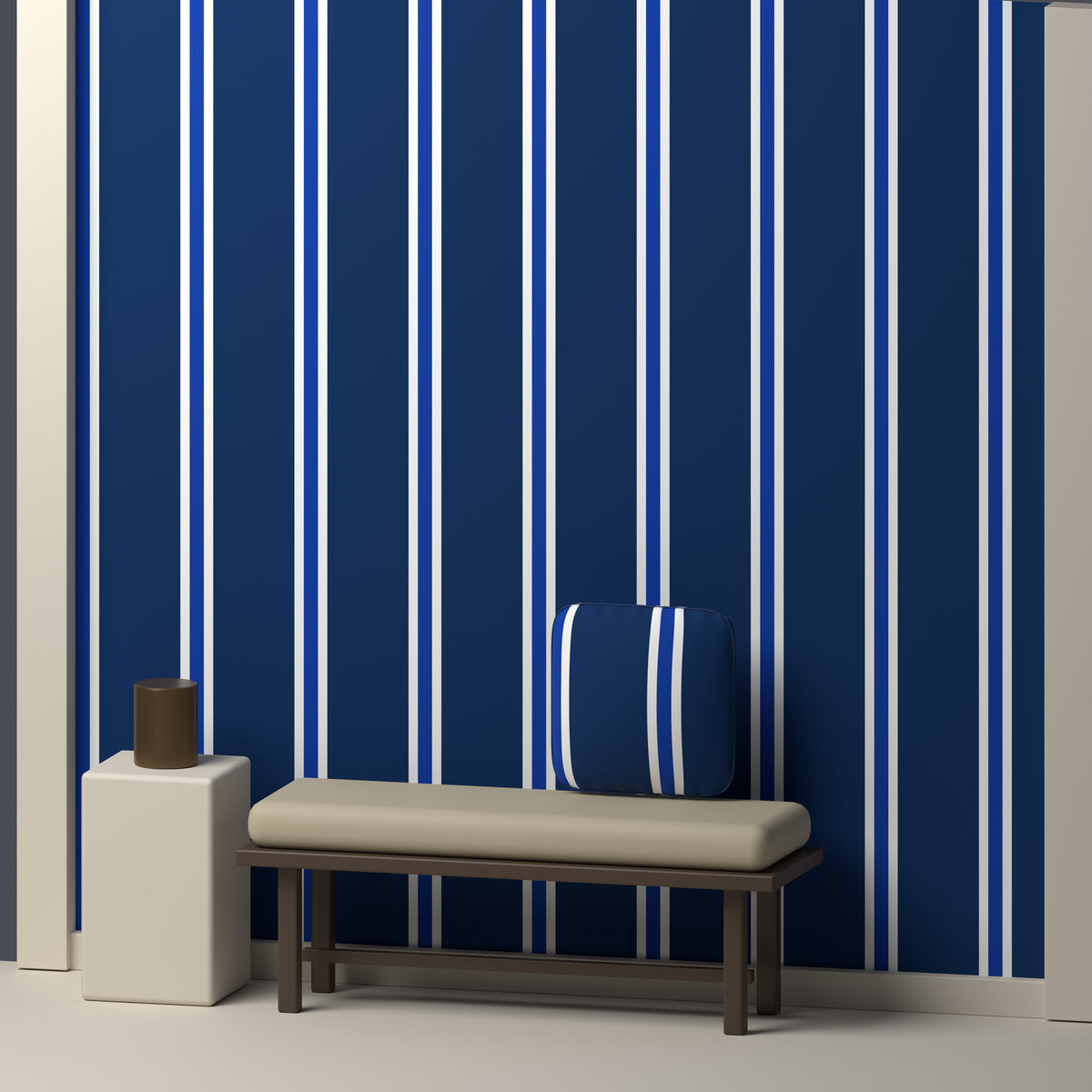 Navy, White & Royal Blue — Double Track Trio — In a room