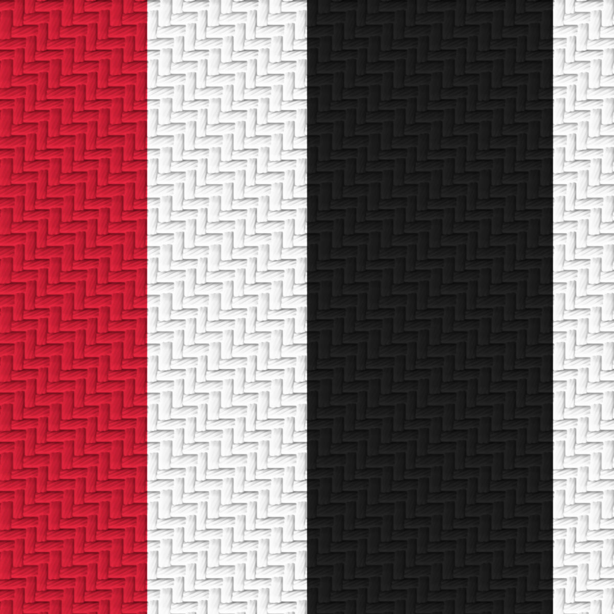Scarlet, White & Near Black — Double Track Trio — Pattern detail