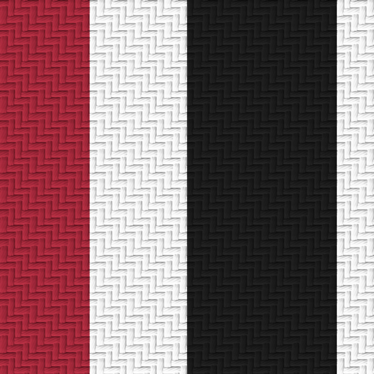 Cardinal, White & Near Black — Double Track Trio — Pattern detail