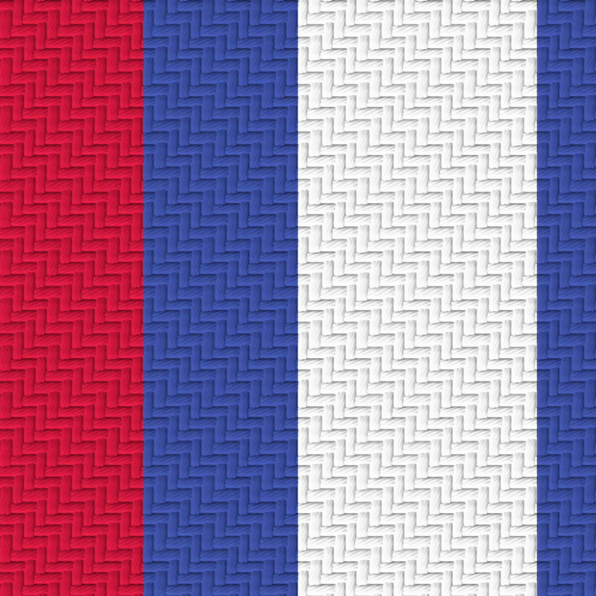 Deep Red, Royal Blue & White — Double Track Trio — Pattern detail