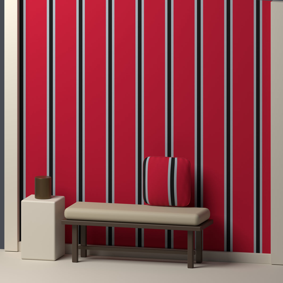Scarlet, Gray & Near Black — Double Track Trio — In a room